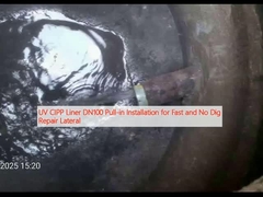 UV CIPP Liner DN100 Pull-in Installation untuk perbaikan lateral cepat dan tanpa penggalian