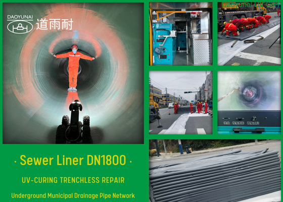 Plastic Flexible Tube Liner Untuk UV 2-4 Jam Waktu Penyembuhan Tidak Dig Repair Sewer
